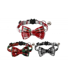 New Cat Colla Snowflake Bow Cat Bow Tie Pet Supplies Christmas Cat Colla